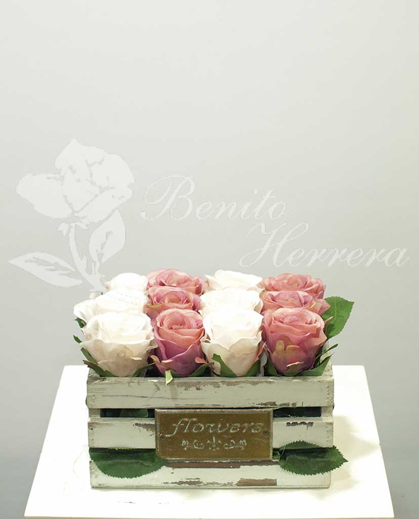 Caja de rosas de tela 2