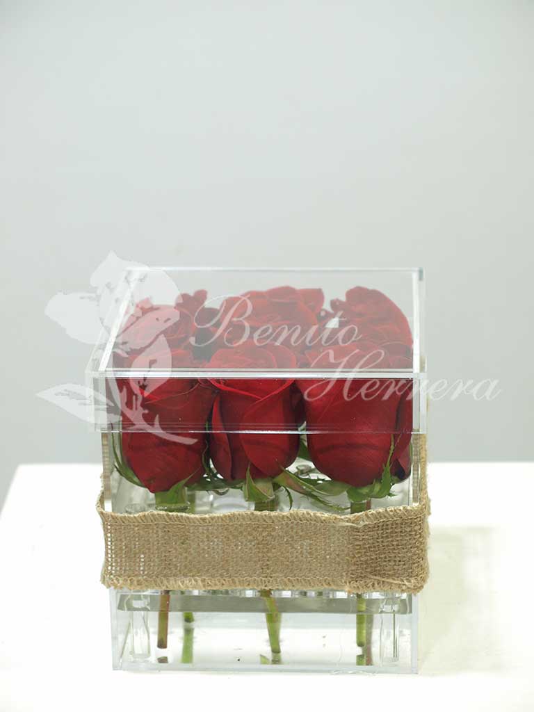 Caja de metacrilato con nueve rosas 4 Caja de metacrilato con nueve rosas 2